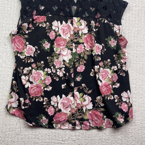 Faith and Joy Los Angeles Women's 3X Floral Roses AOP Lace Yoke Knit Top Blouse - Picture 11 of 11